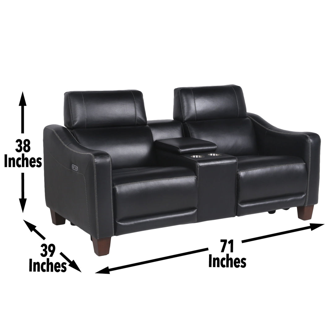 Giorno - Dual Power Console Loveseat - Black