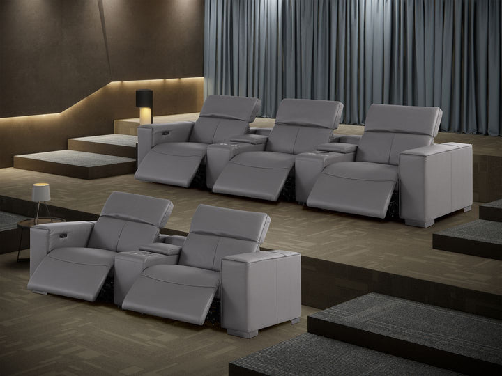 1208 - Modular Leather Sofa Loveseat With 6 Recliners And Power Headrests