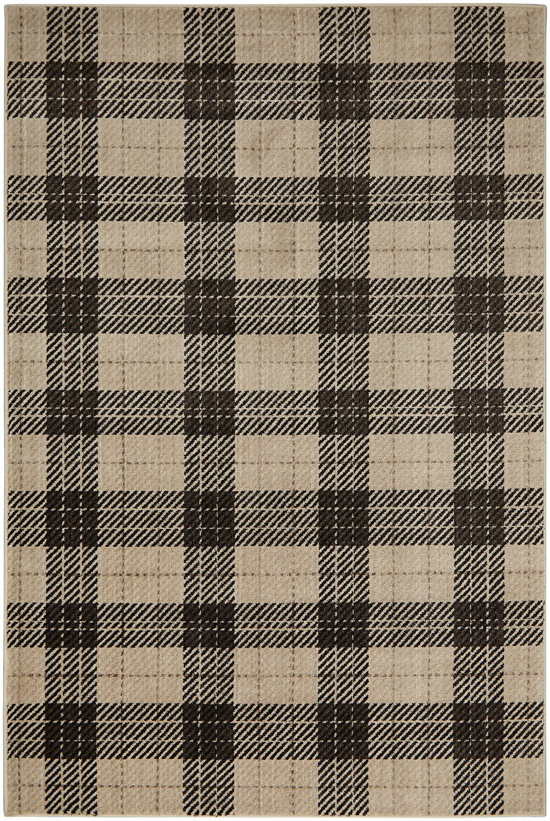 Kendrick - 5' x 7' Plaid Area Rug - Charcoal / Light Brown