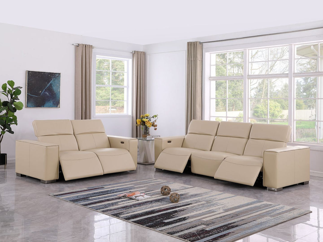 1208 - Leather Reclining Set (Sofa &amp; Loveseat With Four Power Recliners)