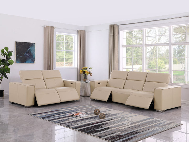 1208 - Leather Reclining Set (Sofa &amp; Loveseat With Four Power Recliners)
