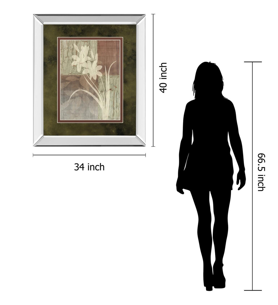 Lily Silhouette By Various - Mirror Framed Print Wall Art - White