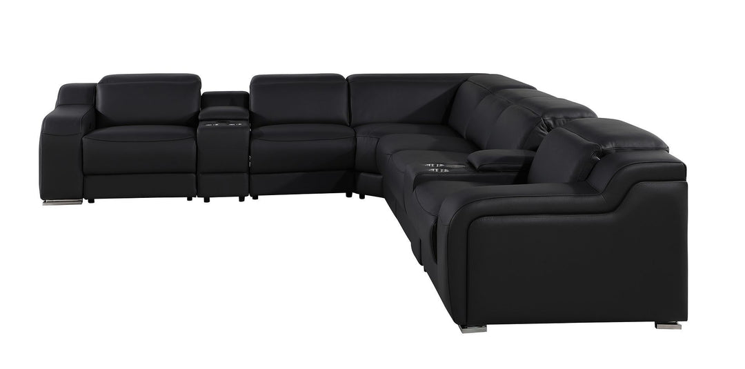 1116 - 8-Piece L-Shaped Sectional Sofa In With 3 Power Recliners &amp; Power Headrests
