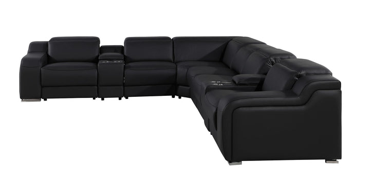 1116 - 8-Piece L-Shaped Sectional Sofa In With 3 Power Recliners &amp; Power Headrests