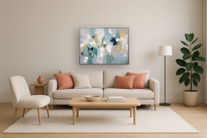 Golden Mist Mosaic - 35" x 47" Framed Wall Art