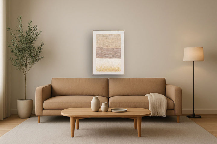 Golden Texture Harmony - 28" x 40" Framed Wall Art