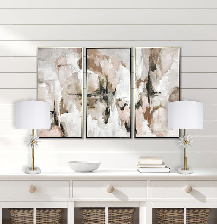 "Crystal Bloom II" Crystal And Marble Table Lamp (Set of 2) - White / Clear Crystal / Soft Gold