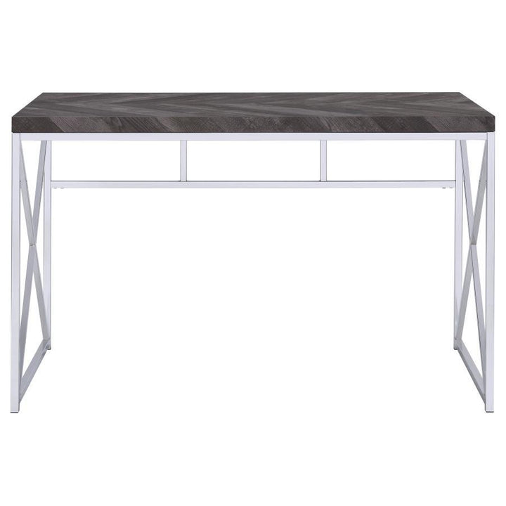 Grimma - Writing Office Desk - Rustic Gray And Chrome