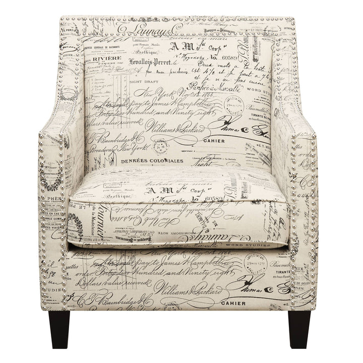 Erica - Chair & Ottoman - Beige / French Script