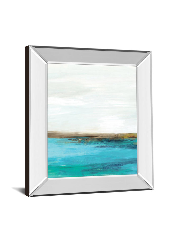 Pastoral Landscape I By Tom Reeves - Mirror Framed Print Wall Art - Blue