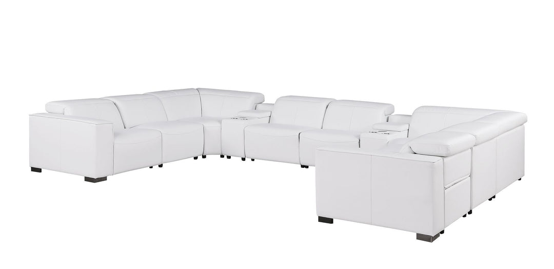 1208 - 10 Piece U Shaped Leather Sectional With 4 Power Recliners &amp; Power Headrest