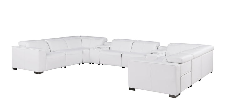 1208 - 10 Piece U Shaped Leather Sectional With 4 Power Recliners &amp; Power Headrest