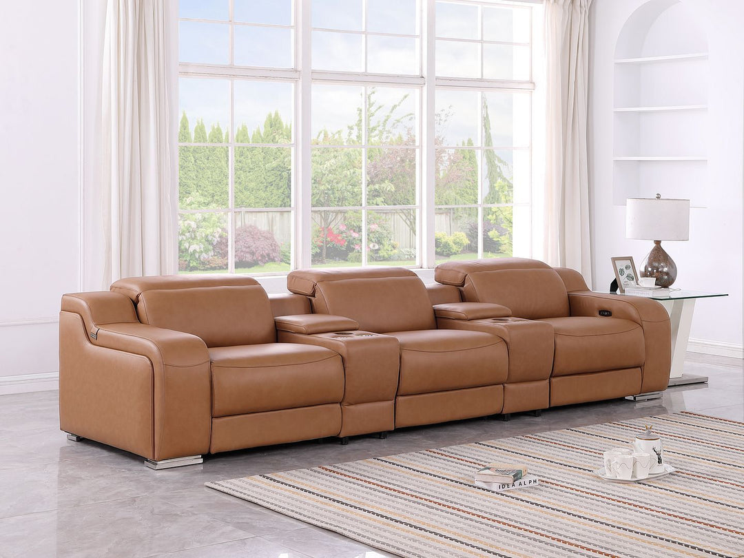 1116 - 5-Piece Modular Power Reclining Sofa In With 3 Power Recliners & Power Headrests
