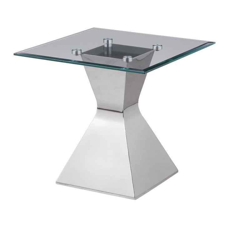 Jenny - Glass Top Stainless Steel Table