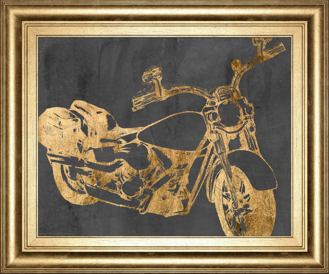 Motorcycle Bling I By Jennifer Goldberger - Framed Print Wall Art - Gold