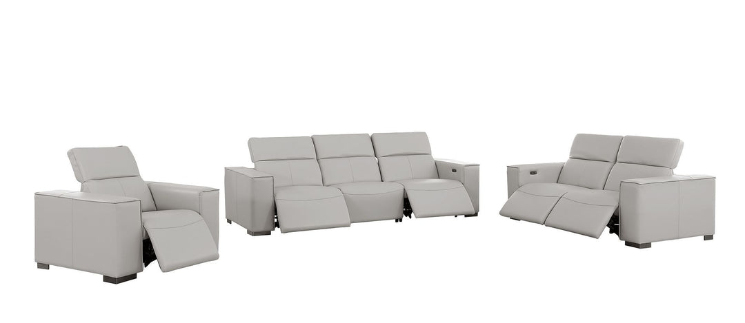 1208 - Leather Reclining Set (Sofa, Loveseat &amp; Chair With 5 Power Recliners)