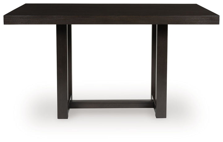 Neymorton - Dark Grayish Brown - 5 Pc. - Rectangular Dining Room Counter Table, 4 Barstools