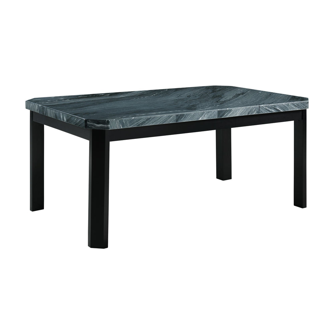 Francesca - Rectangular 5 Piece Gray PU Chairs Dining Set, Table &amp; Four Chairs - Gray Marble
