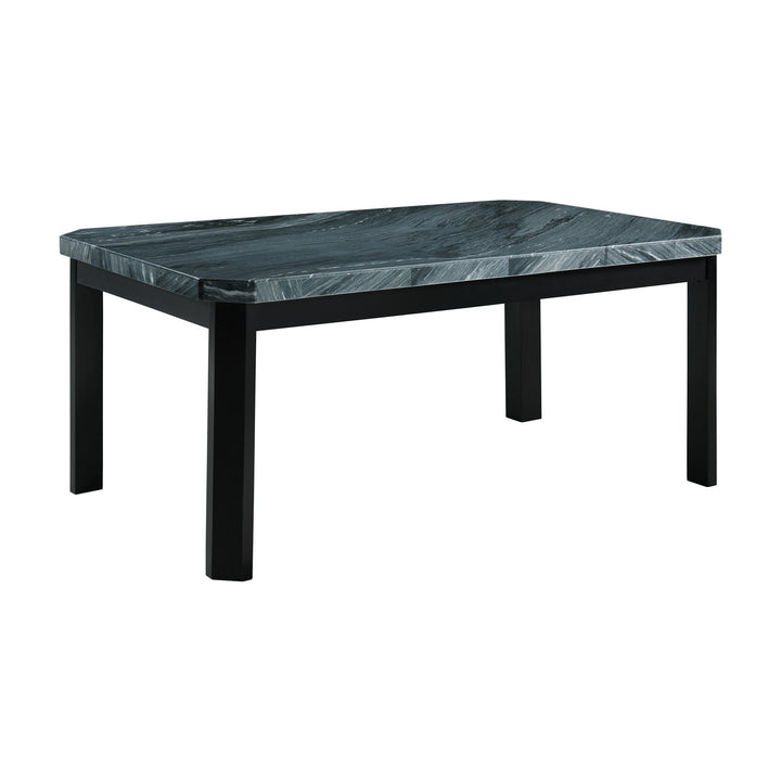 Francesca - Rectangular 5 Piece Gray PU Chairs Dining Set, Table &amp; Four Chairs - Gray Marble
