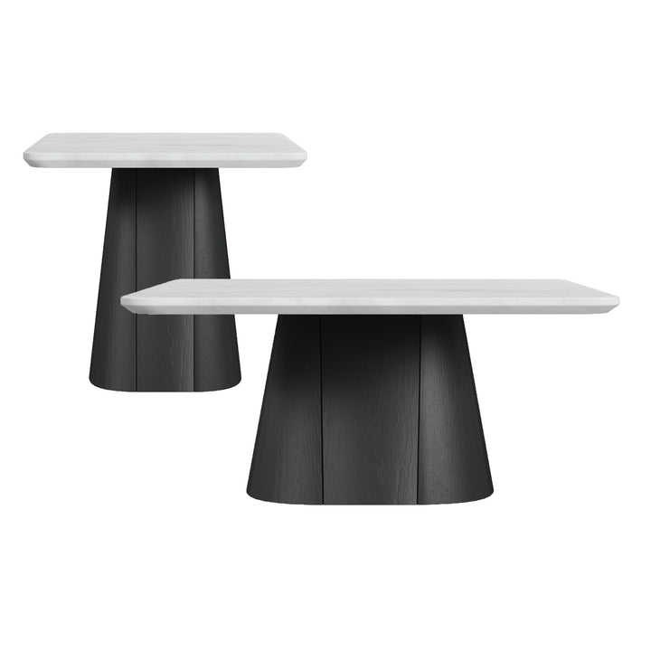 Edison - 2 Piece Occasional Table Set (Coffee Table &amp; End Table) - White And Black