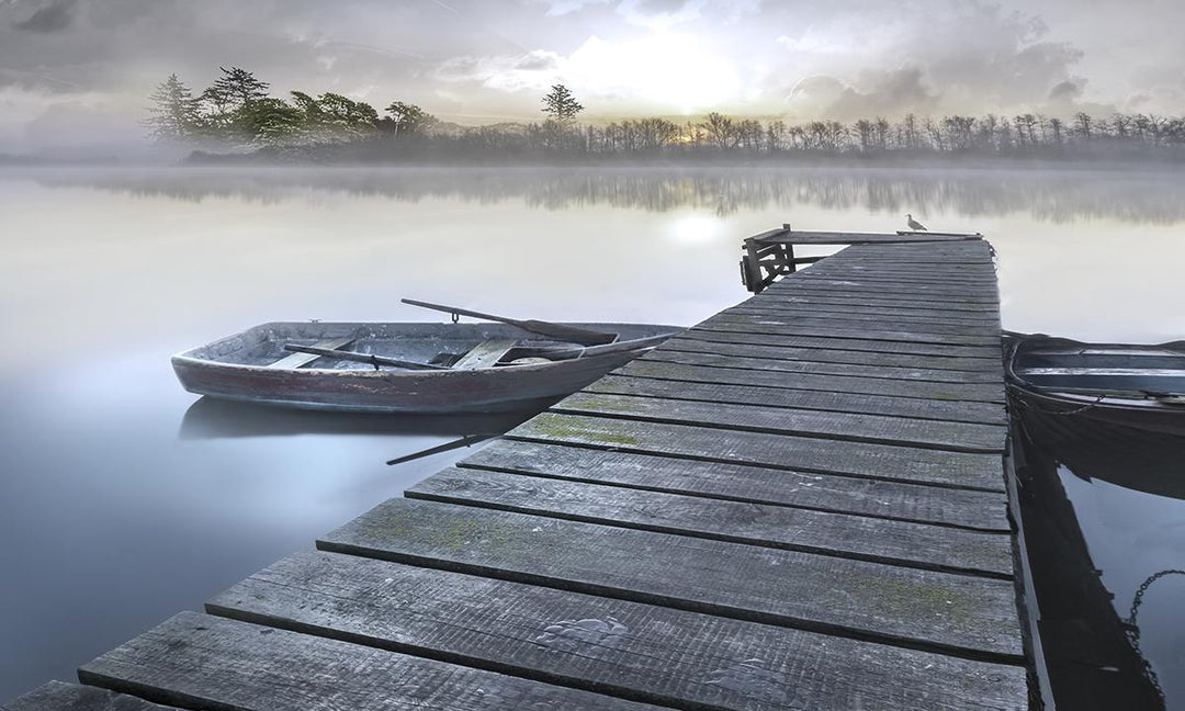 Misty Morning Pier By Mike Calascibetta (Small) - Dark Gray