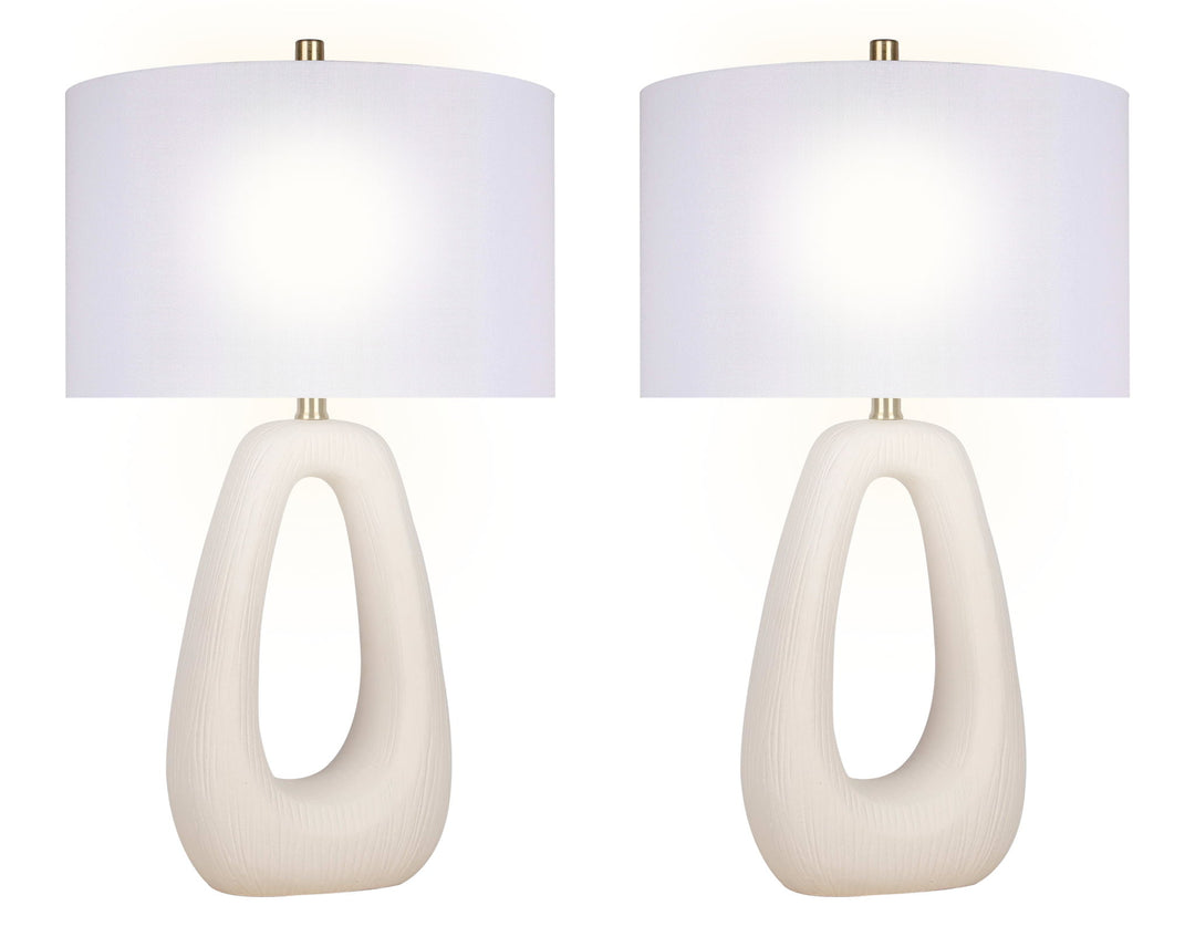 "Serenity Loop" Ceramic Table Lamp (Set of 2) - Textured White