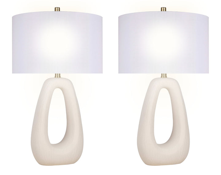 "Serenity Loop" Ceramic Table Lamp (Set of 2) - Textured White
