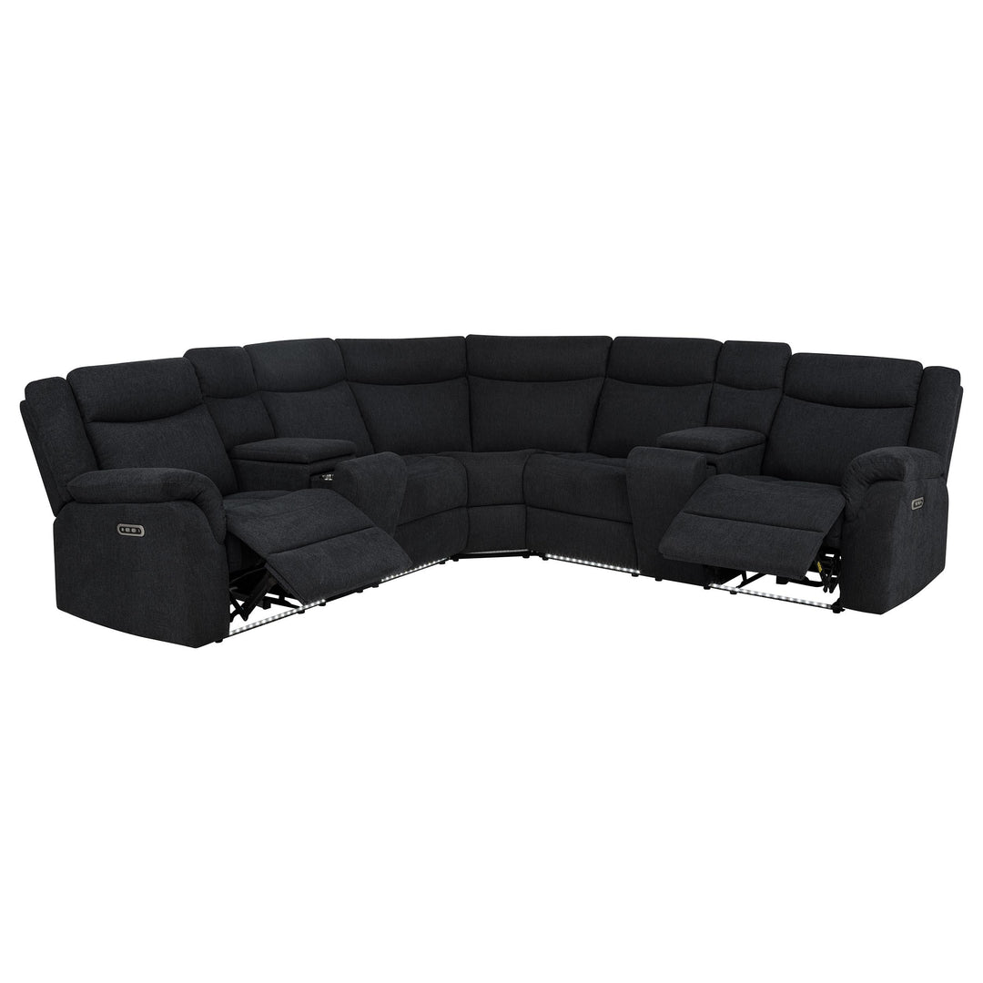 Hagen Upholstered Power Reclining Sectional Sofa Steel Grey
