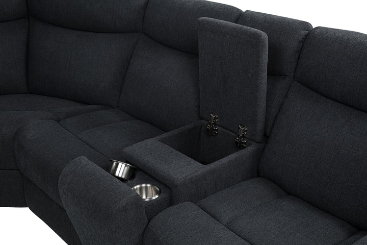 Hagen Upholstered Power Reclining Sectional Sofa Steel Grey