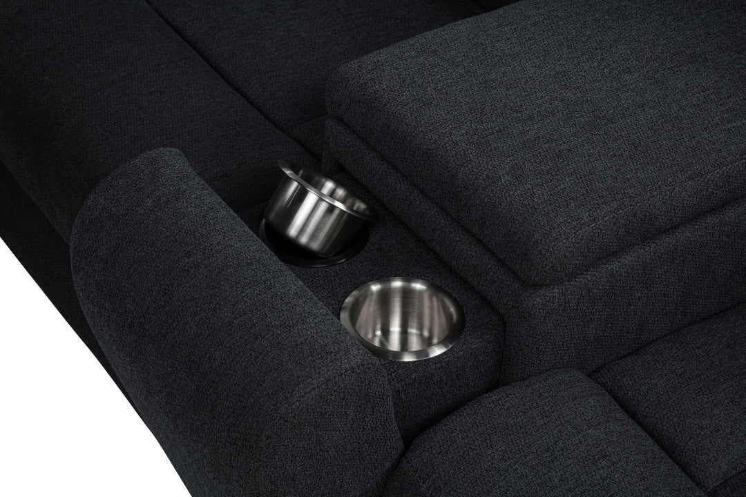 Hagen Upholstered Power Reclining Sectional Sofa Steel Grey