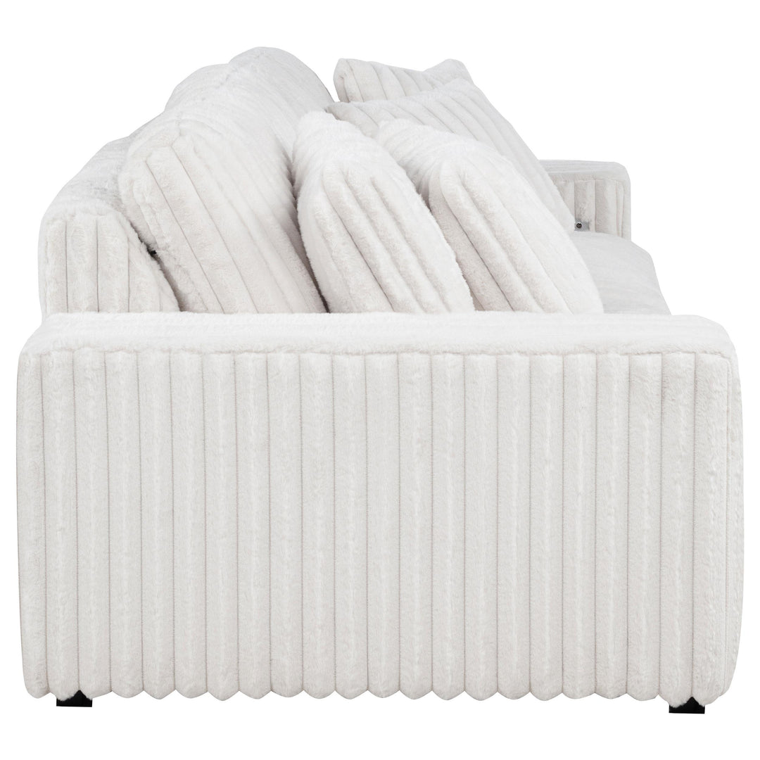 Jacana Corduroy Upholstered Dual Power Chaise Sofa Ivory