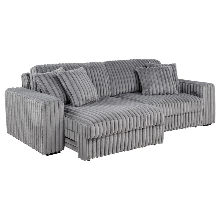 Jacana Corduroy Upholstered Dual Power Chaise Sofa Grey