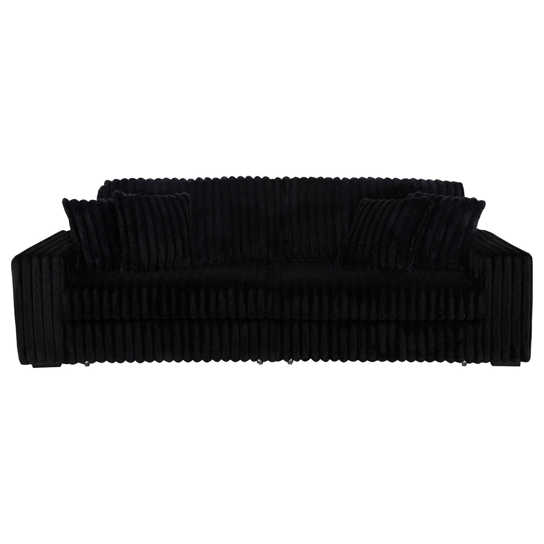 Jacana Corduroy Upholstered Dual Power Chaise Sofa Black