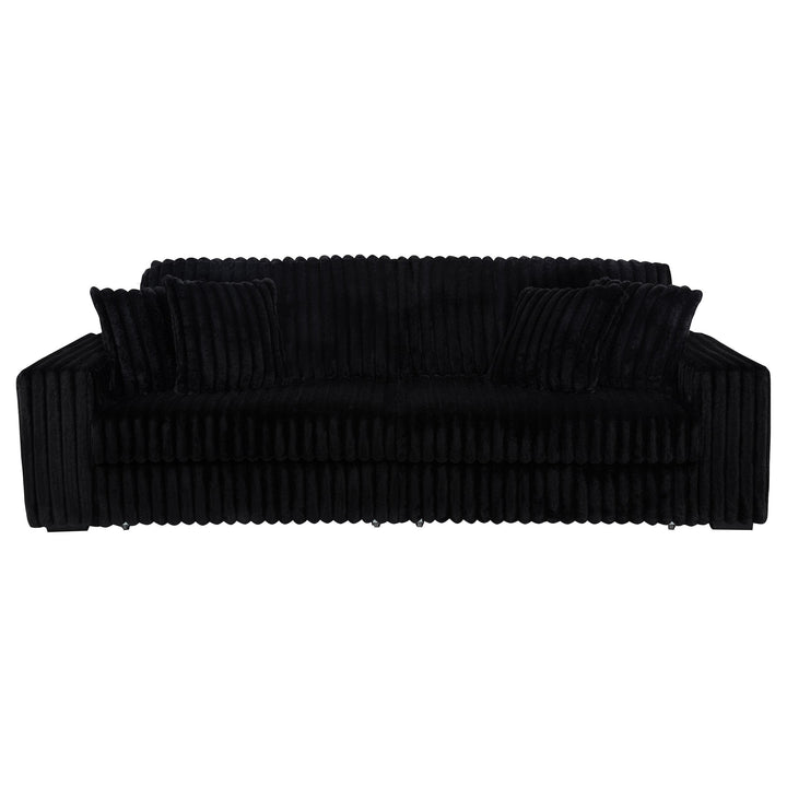 Jacana Corduroy Upholstered Dual Power Chaise Sofa Black