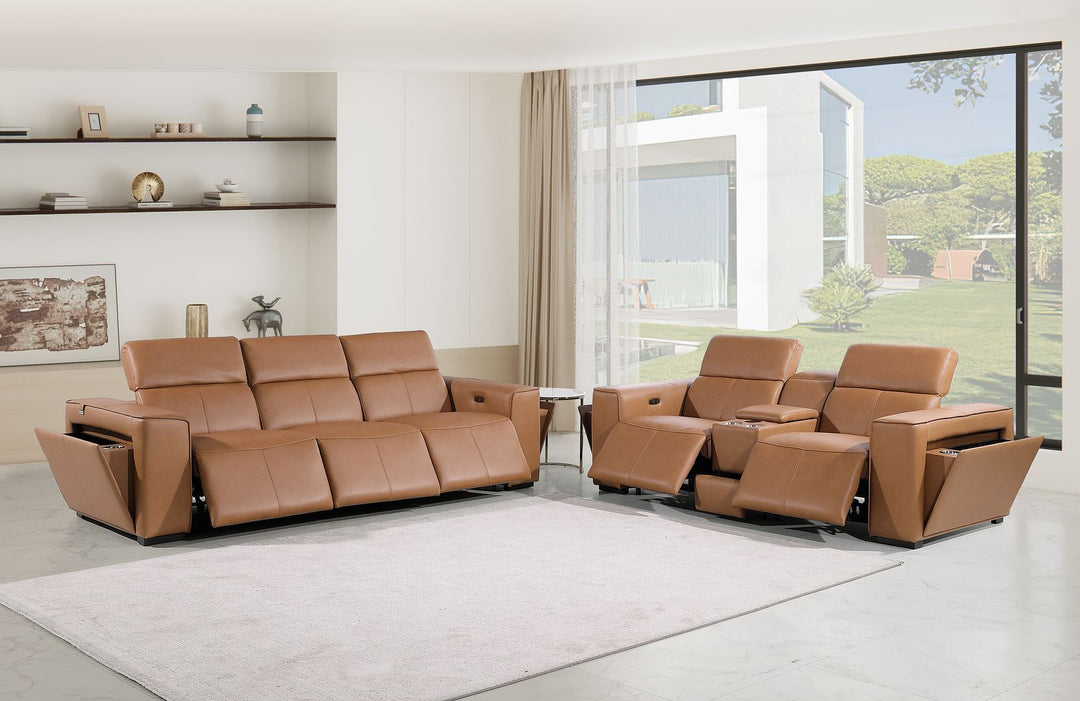 1224 - 6-Piece Modular Power Reclining Sofa And Console Loveseat Set In With 5 Power Recliners &amp; Power Headrests