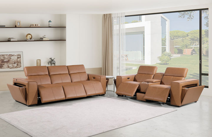 1224 - 6-Piece Modular Power Reclining Sofa And Console Loveseat Set In With 5 Power Recliners &amp; Power Headrests