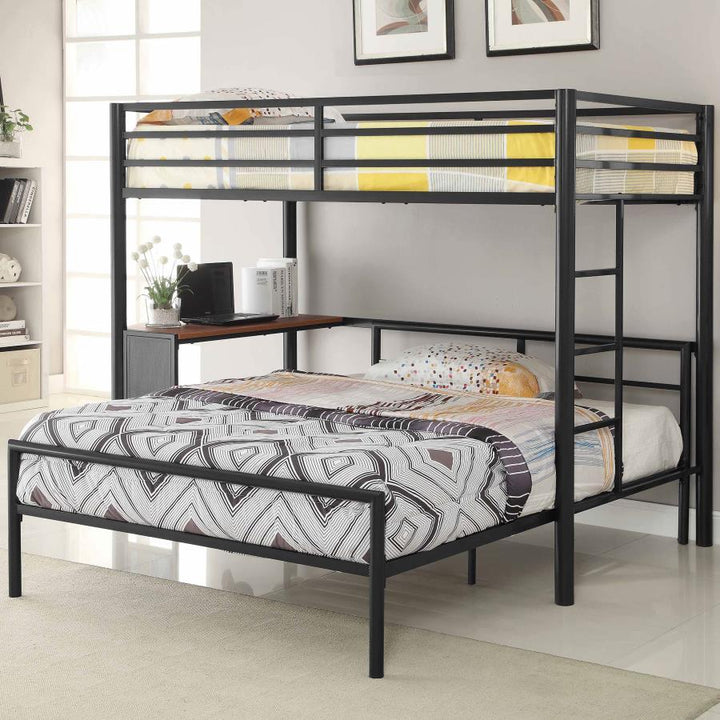 Fisher - Twin Over Full Workstation Loft Bed Set - Gunmetal