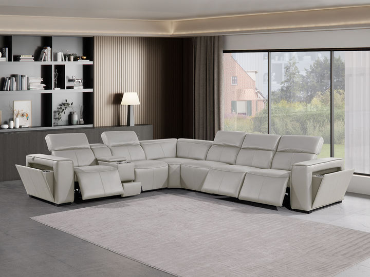 1224 - 7-Piece L-Shaped Sectional Sofa In With 3 Power Recliners &amp; Power Headrests