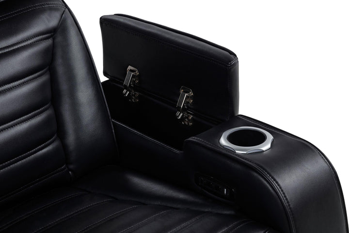 Zuma 2-piece Faux Leather Dual Power LED Sofa Set Black
