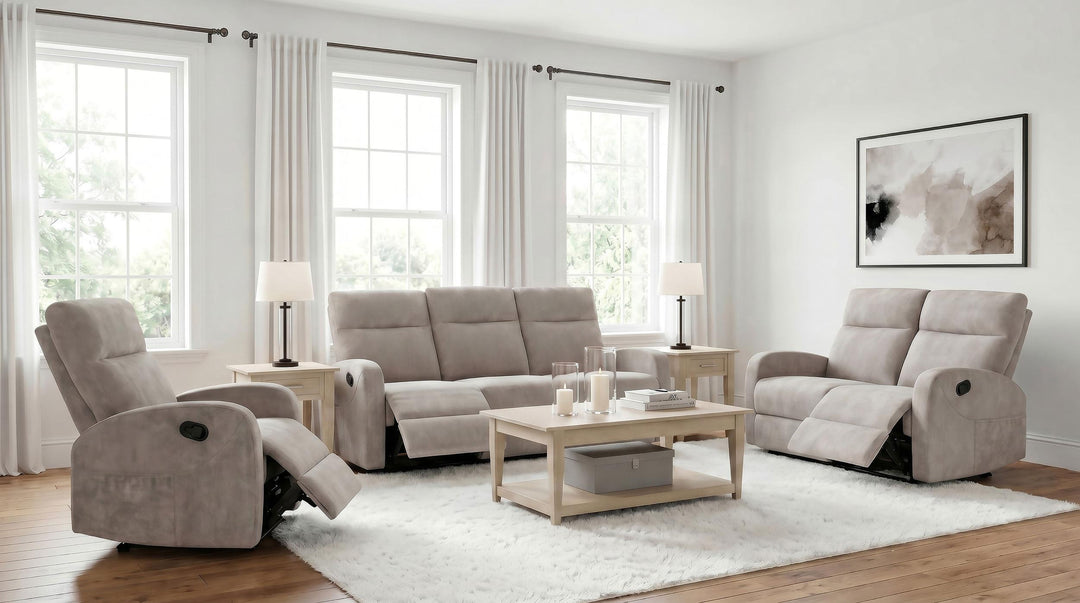 Hamilton Chenille Manual Reclining Loveseat Sand