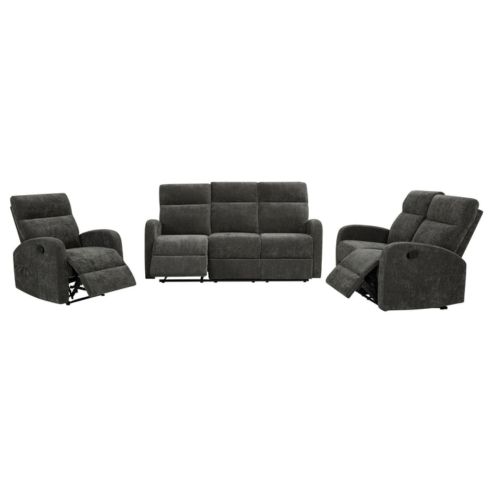 Hamilton 3-piece Chenille Manual Reclining Sofa Set Charcoal Grey