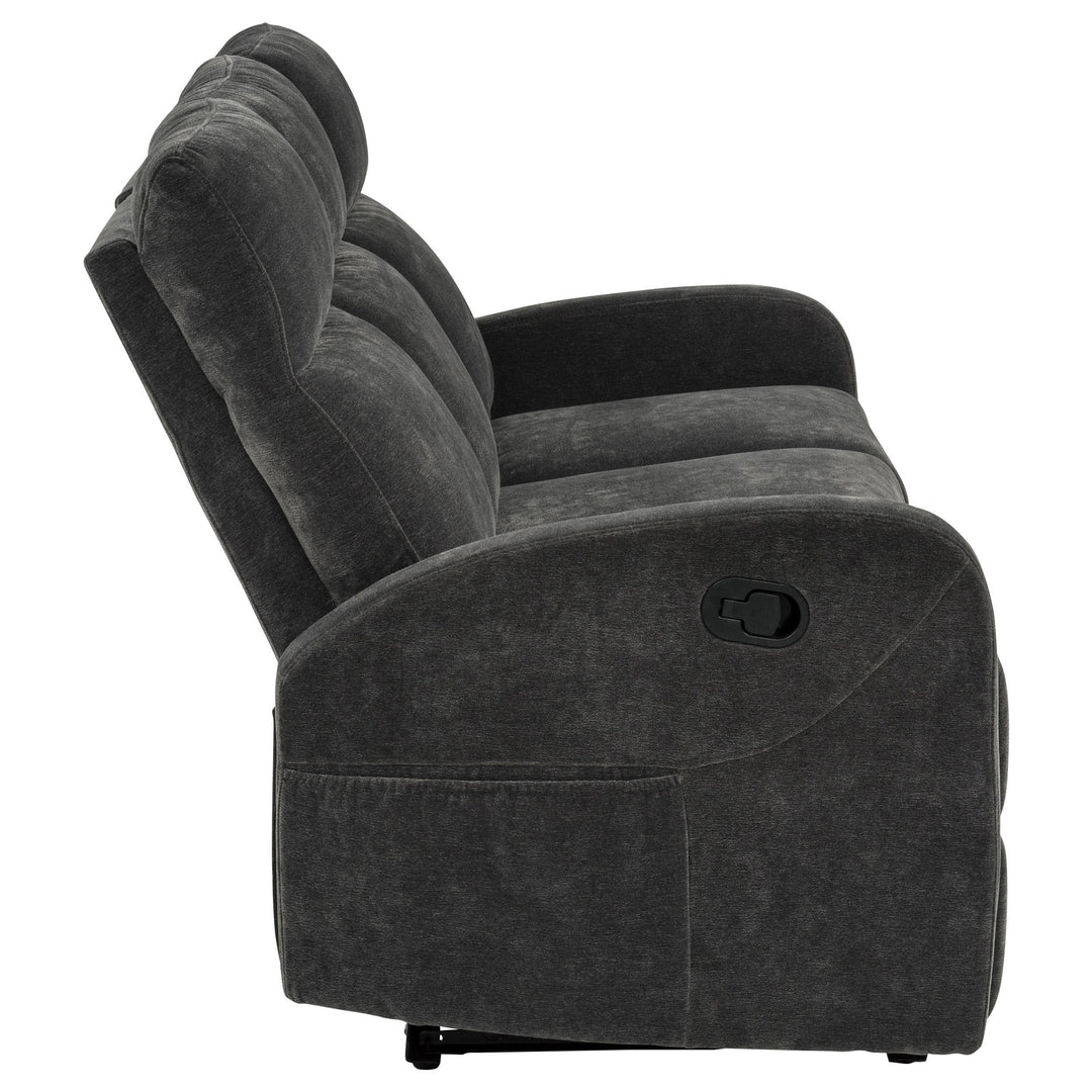 Hamilton Chenille Manual Reclining Sofa Charcoal Grey