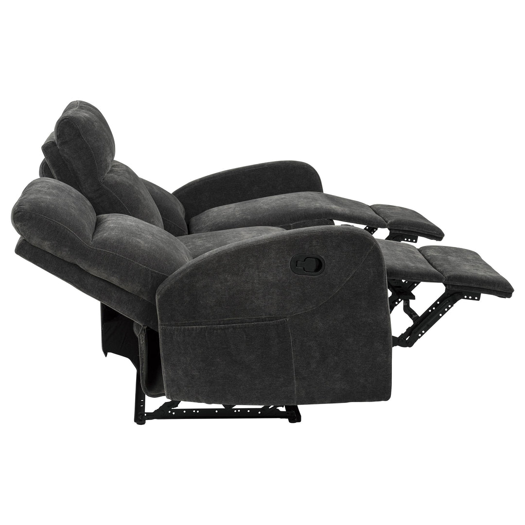 Hamilton Chenille Manual Reclining Sofa Charcoal Grey