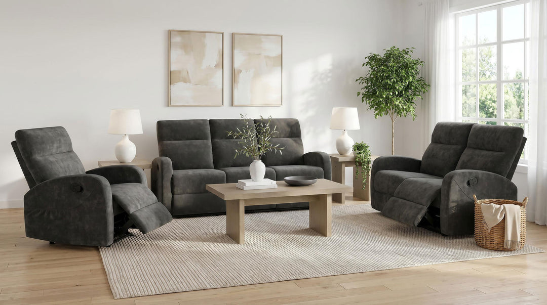 Hamilton Chenille Manual Reclining Loveseat Charcoal Grey