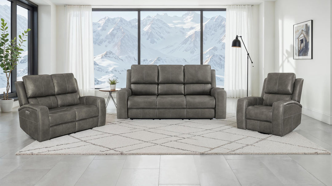 Brickston Triple Power Reclining Sofa Charcoal