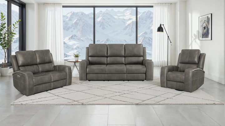 Brickston Triple Power Reclining Sofa Charcoal