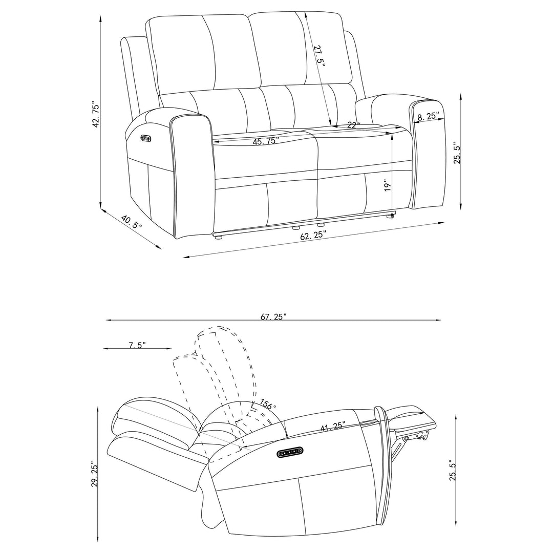 Brickston Triple Power Reclining Loveseat Grey
