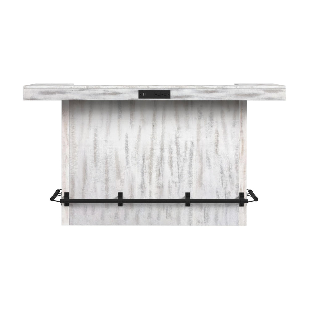Rogen Rustic - Bar Table With Ice Tray, USB And Power - Rustic White
