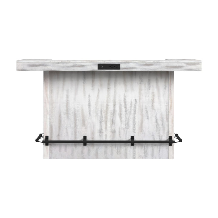 Rogen Rustic - Bar Table With Ice Tray, USB And Power - Rustic White