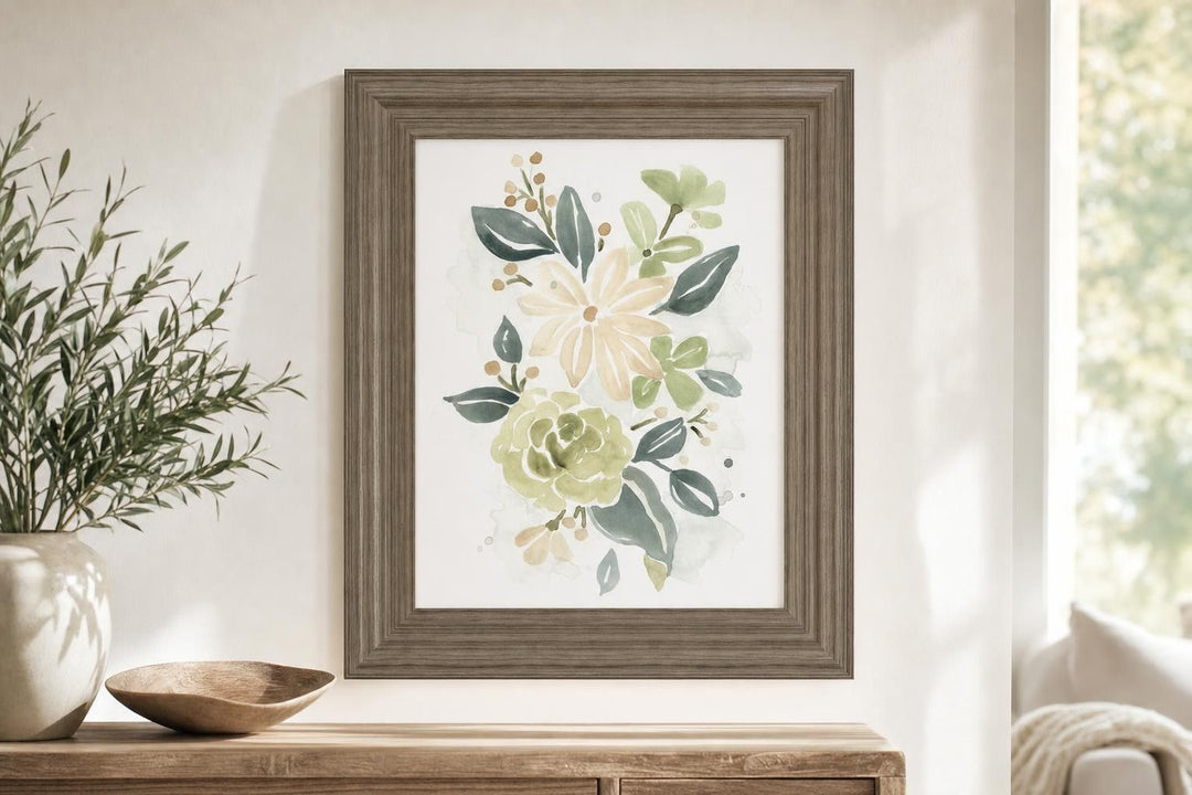 22x26 Spring Greens II By June Erica Vess - White